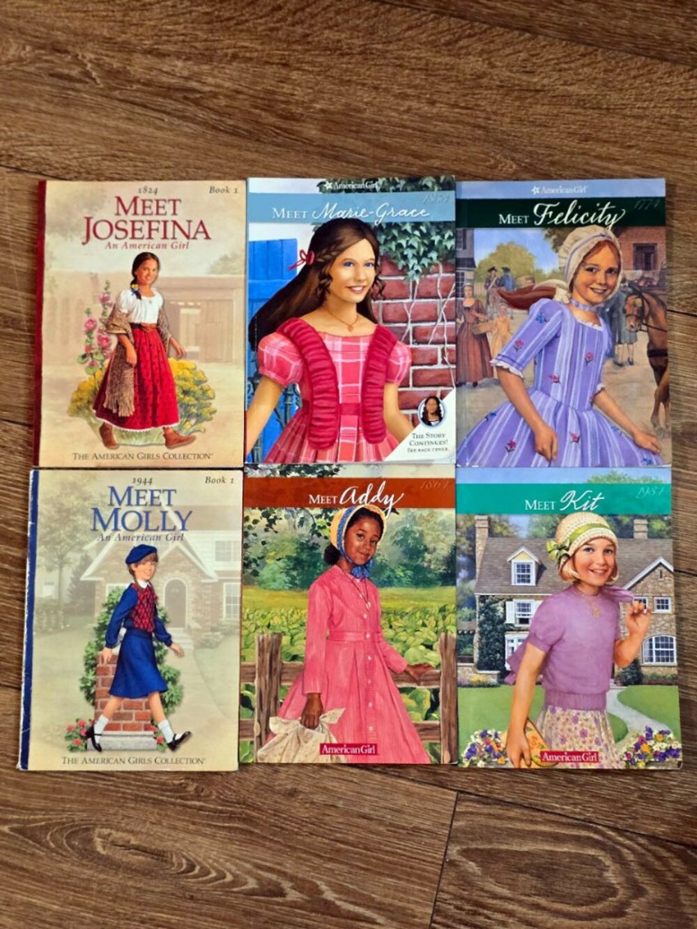 American Girl Meet Mixed Book Lot 6 Molly Felicity Addy Josefina Kit Marie-Grace